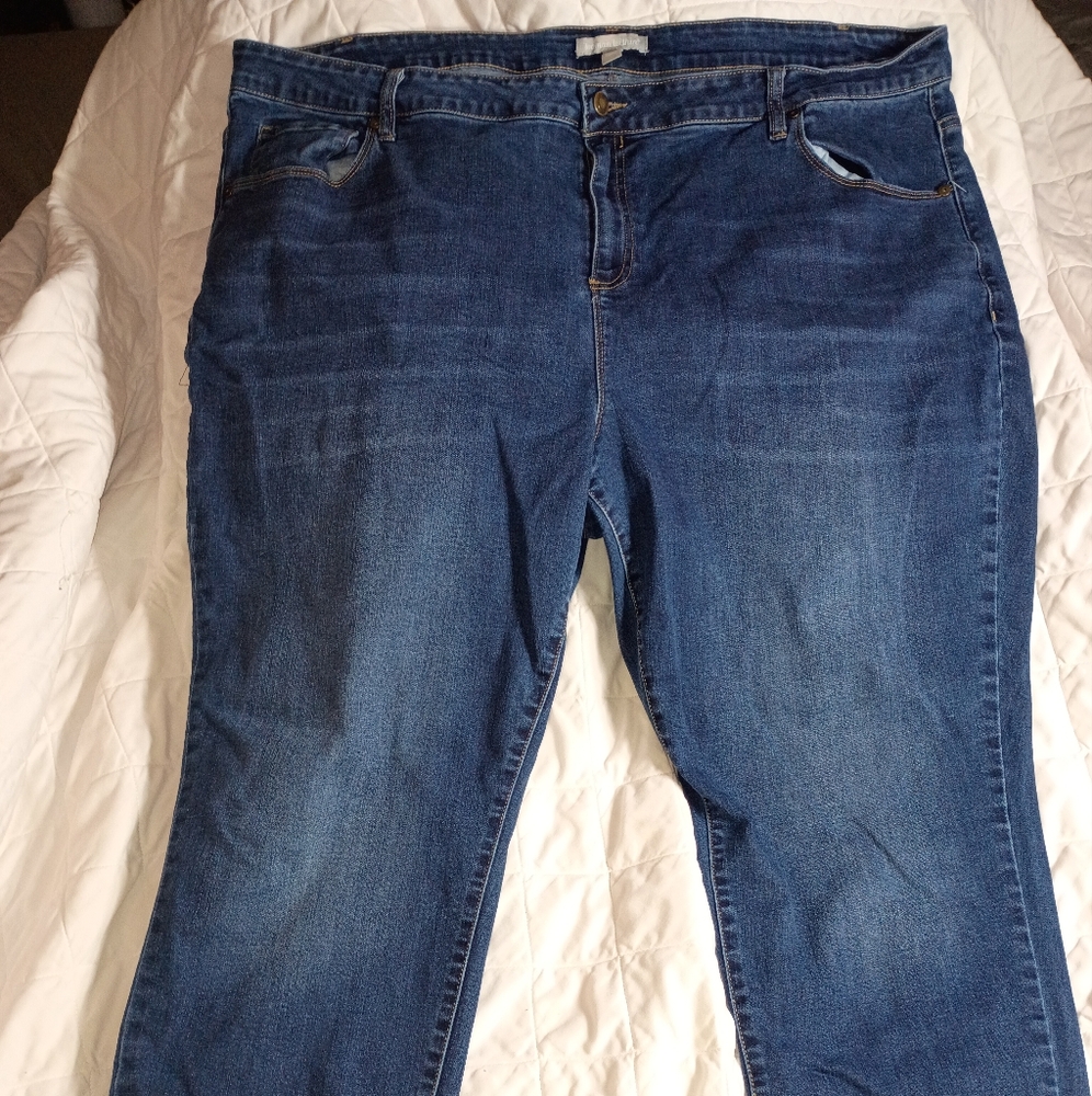 BBW Woman Within Straight Leg Stretch Denim Jean Size 28W